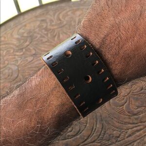 Mens brown leather wristband